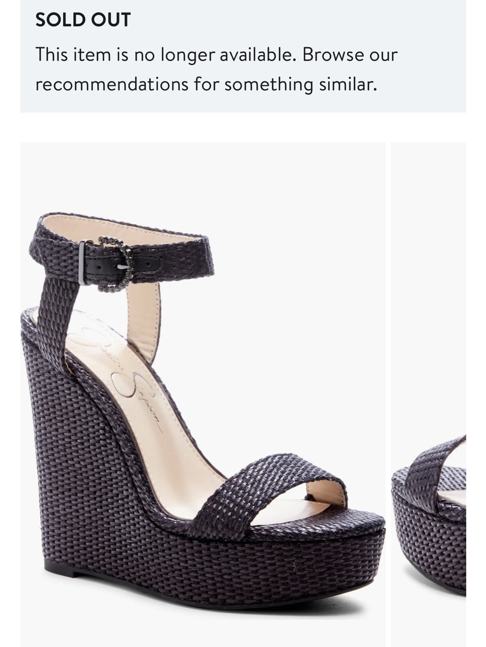 Jessica Simpson Black Woven Ankle-Strap Wedge Sandals